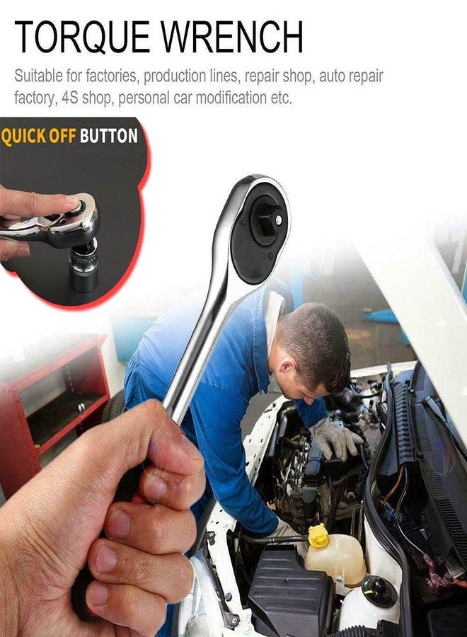 Mass Pro Professional 1/2" Drive Shaft Ratchet Handle Wrench for Hex & Bihex Sockets Single Sided Socket Wrench (Pack of 1) - Image 3